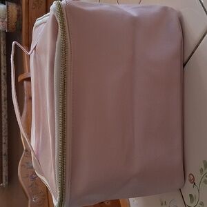 Elegant Pink Cosmetic Bag with Gold Accents. NWT. Super Spacious!! Very Confy!!